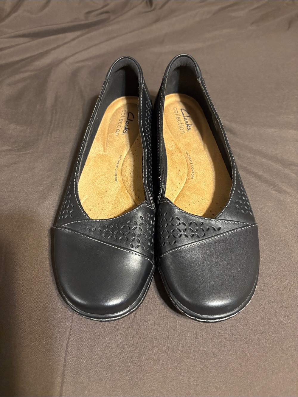 Clarks Black Women's Leather Ballet Flats Size 8 1/2 M